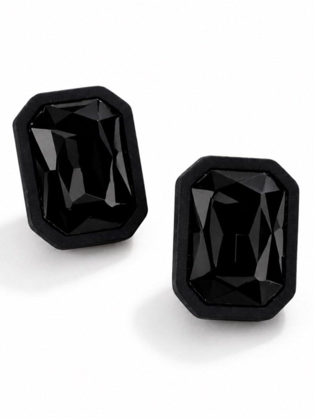 New! Black Gemstone Post Earrings (1026) Nwot View 2